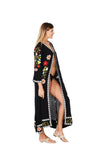 SD-3463-A HAND EMBROIDERED ANKLE LENGTH SHRUG BLACK