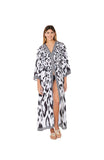 704-R Leopard Robe  Black and White