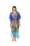 2023 collection - 503 Blue Peacock Print long kaftan