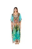 2023 collection - 424 Teal Animal Print Long kaftan