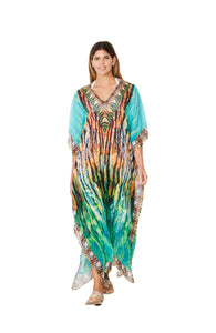 2023 collection - 424 Teal Animal Print Long kaftan