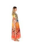 2023 collection- 289 Orange Animal Print long kaftan