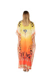 2023 collection- 289 Orange Animal Print long kaftan