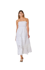 C-1951 White Strapless  Long Dress 2023 cotton collection