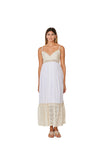 C-1798-A Lace  Detail long White Dress. 2023 cotton collection