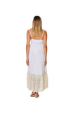 C-1798-A Lace  Detail long White Dress. 2023 cotton collection