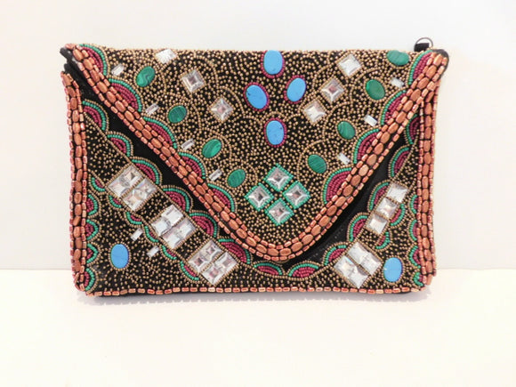 Turquoise and Emerald stone clutch PREORDER APRIL 30