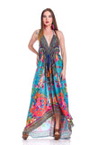 656 blue floral Hawaii Halter Dress Pack of 2