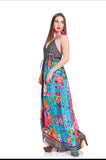 656 blue floral Hawaii Halter Dress Pack of 2