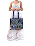 SB-005 Black/Multicolor Embroidered Tote Bags BACK IN STOCK