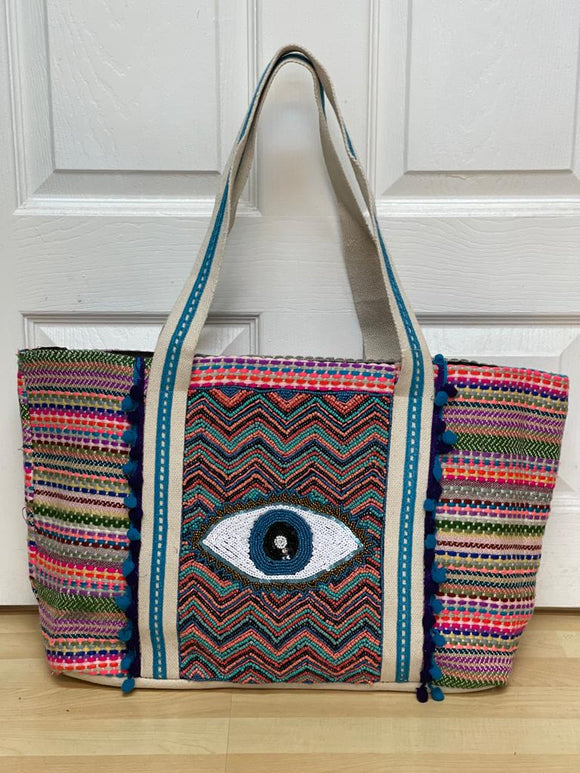 Colorful Evil Eye Tote $35 each Pink NEW ARRIVAL