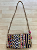 Multicolor straw crossbody with tassels