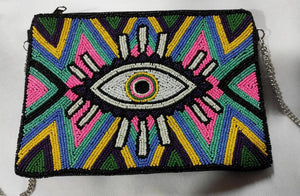 Multicolor eye messenger bag