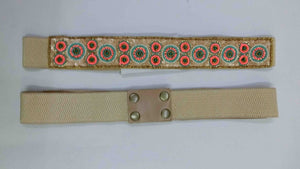 2023 collection Orange Multi-Stones Elastic Stretch Beaded Belt