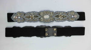 2023 collection Elegant Black Multi-Stones Elastic Stretch Beaded Belt