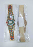 2023 collection Orange/Turquoise Multi-Stones Elastic Stretch Beaded Belt