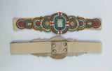 2023 collection Orange/Turquoise Multi-Stones Elastic Stretch Beaded Belt