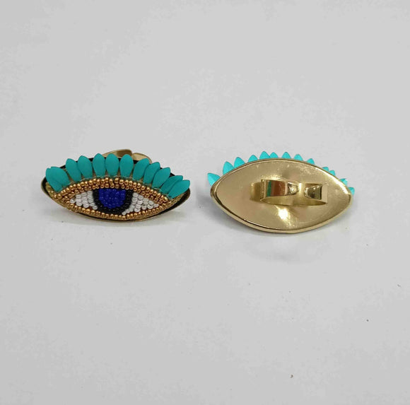 2023 collection Bohemian Statement beaded evil eye Finger Ring