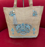 T2023 collection - Turquoise Stones Jute Bag  New Arrivals