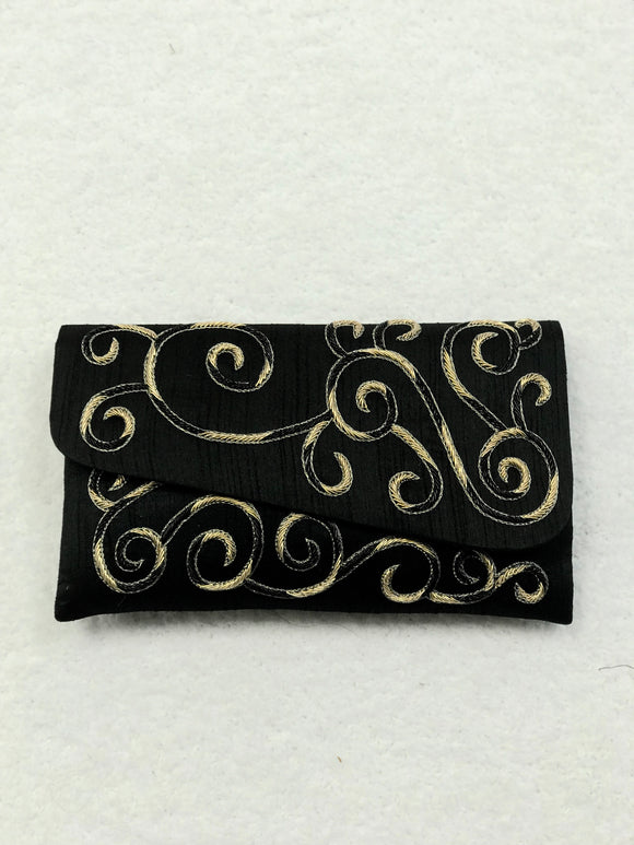 Embroidered clutch