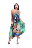 640 Animal print green Hawaii Halter Dress Pack of 2