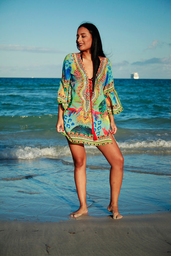 304 tropical coral tunic