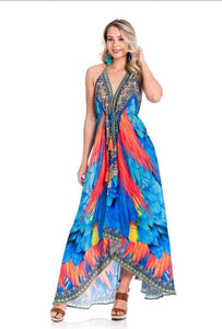 654 Feathers Hawaii Halter Dress Pack of 2