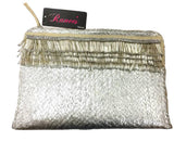 BG-01-1140 Silver Jute Embellished Pouch