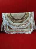 Natural Boho coin clutch IN STOCK